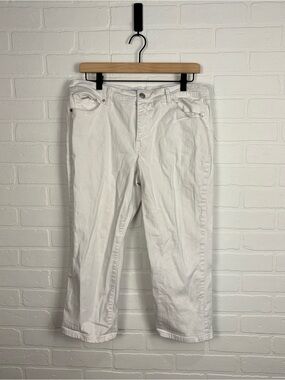 Nine West Women's Chrystie Capri White Denim Jeans Pants Size 12